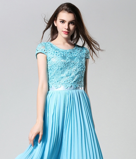 Premium Long Dress Import DS4128 Cyan