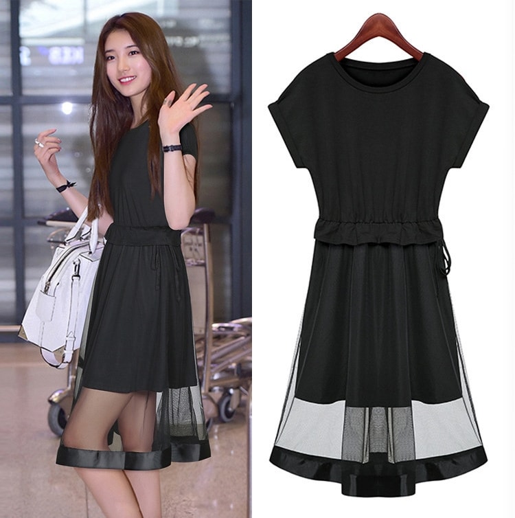 Celebrity Gauze Dress Import DS4129 Black