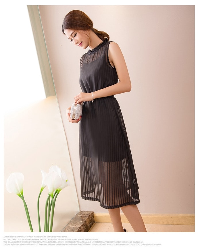 Organza Long Dress Import DS4135 Black