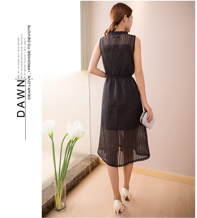 Organza Long Dress Import DS4135 Black