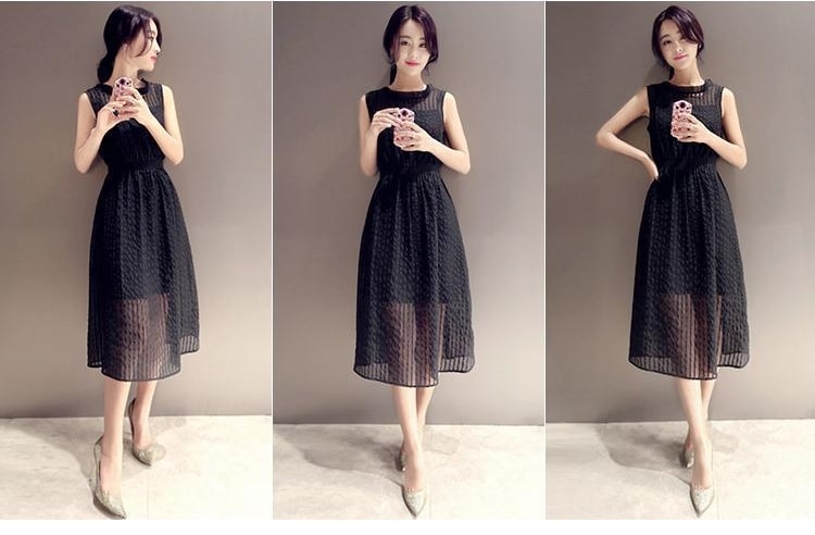 Organza Long Dress Import DS4135 Black