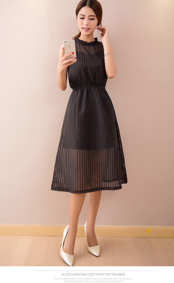 Organza Long Dress Import DS4135 Black