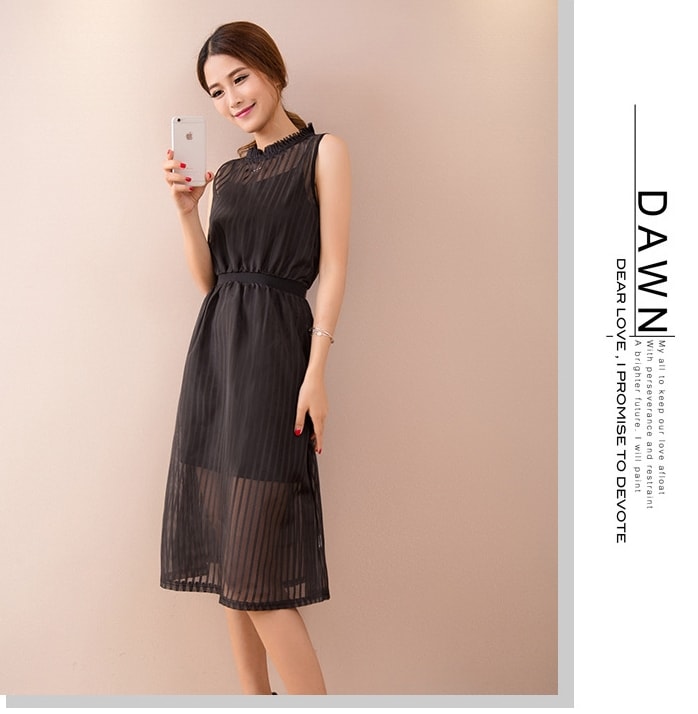 Organza Long Dress Import DS4135 Black