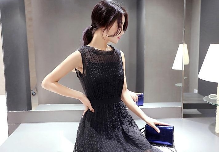 Organza Long Dress Import DS4135 Black