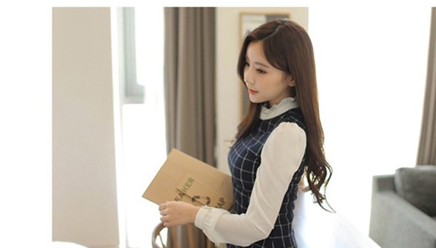 Victoria Collar Dress Import DS4140 Blue