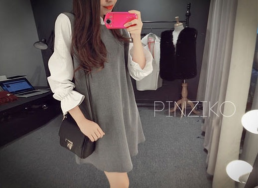 Korea Dress Big Size DS4143 Gray