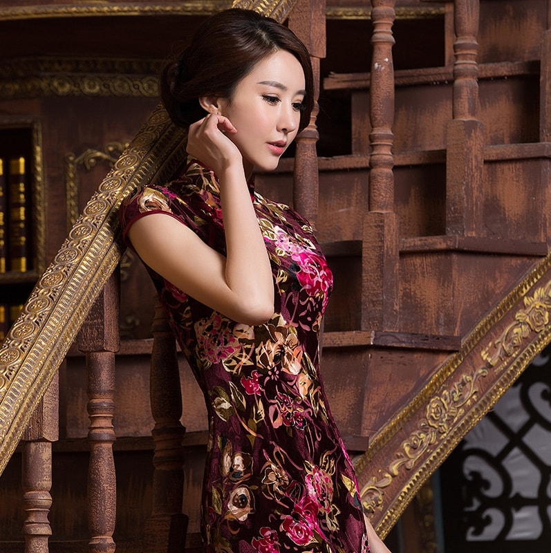 Vintage Cheongsam Import DS4150 Maroon