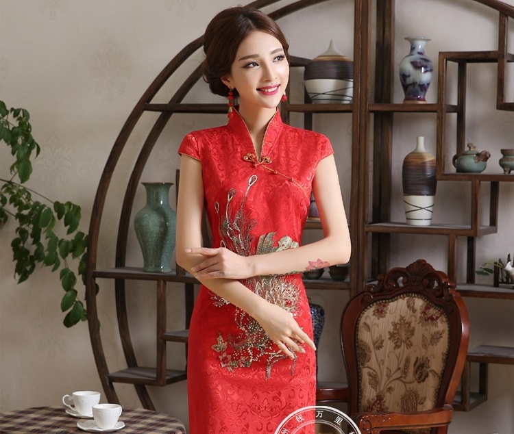 Jacquard Cheongsam Import DS4160 Red