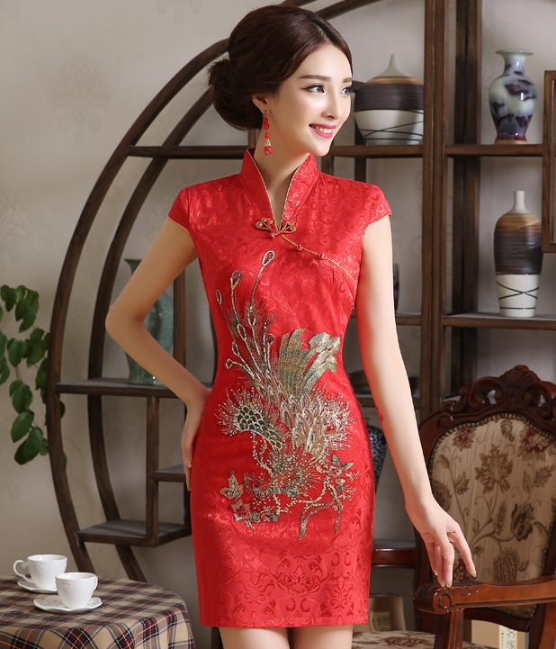 Jacquard Cheongsam Import DS4160 Red