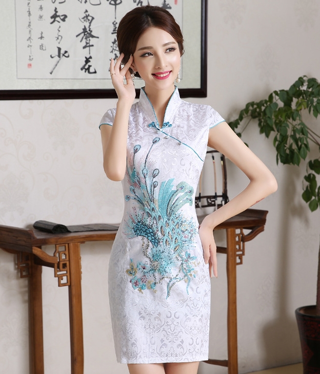 Jacquard Cheongsam Import DS4161 White