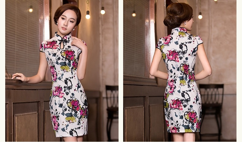 Elegant Cheongsam Import DS4165 White