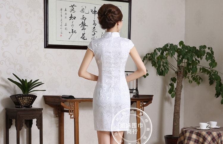 Jacquard Cheongsam Import DS4166 White