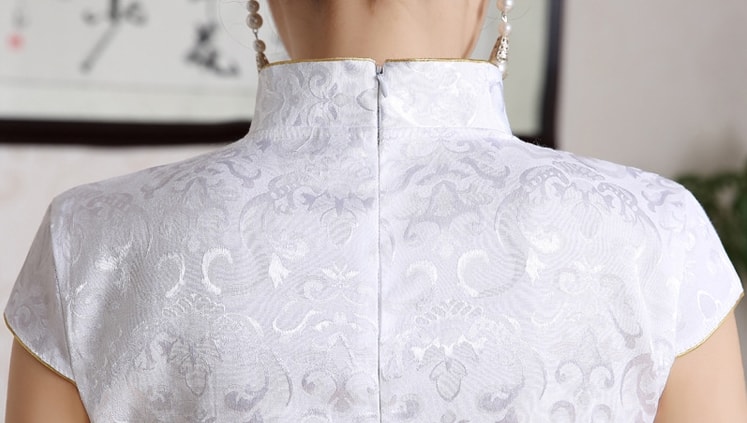 Jacquard Cheongsam Import DS4166 White