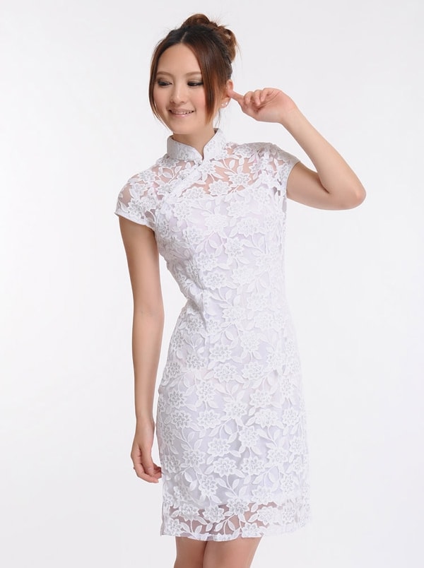 Lace Cheongsam Import DS4171 White