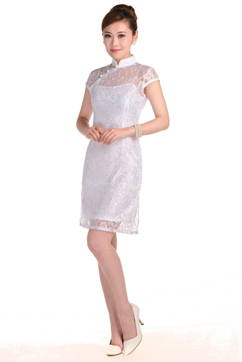 Lace Cheongsam Import DS4172 White