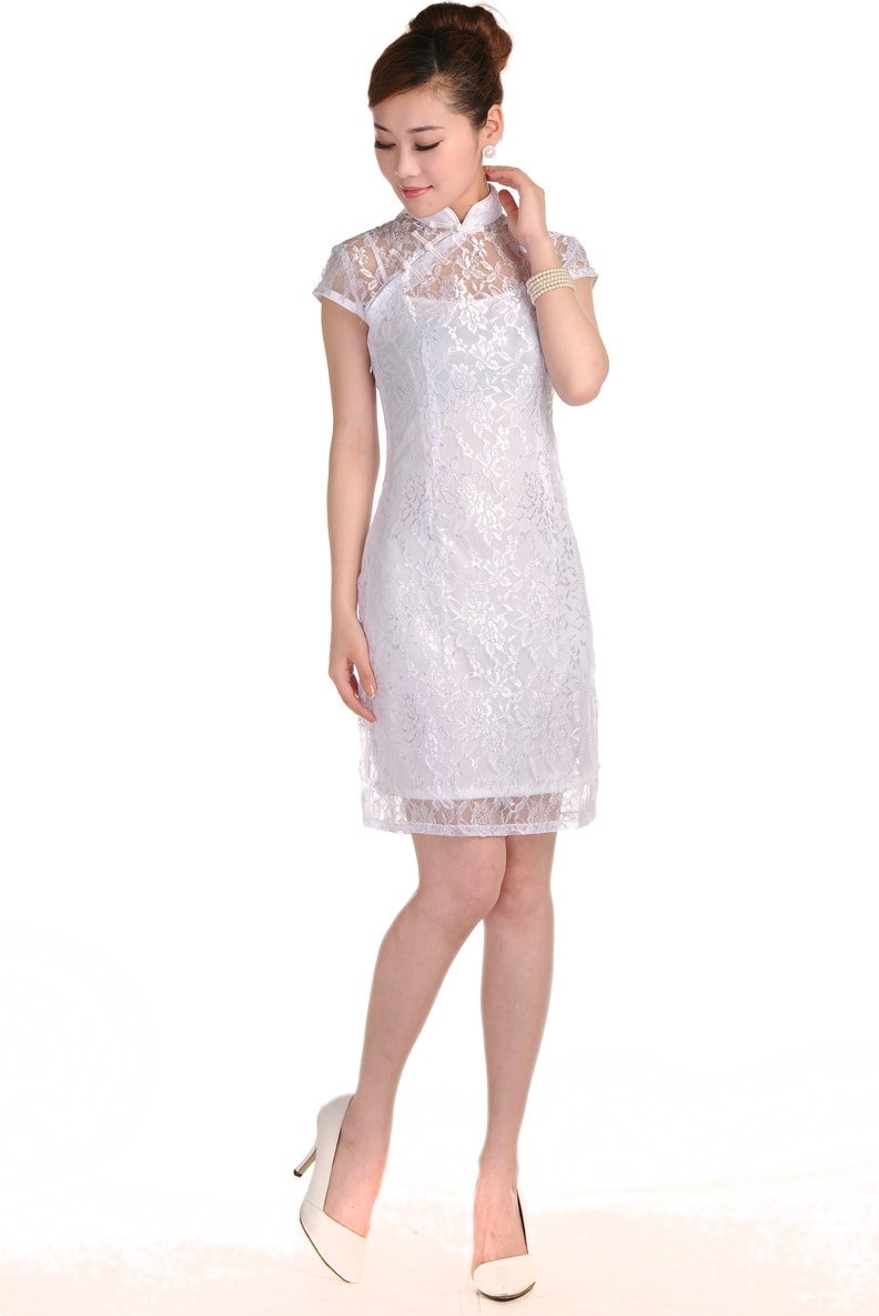 Lace Cheongsam Import DS4172 White