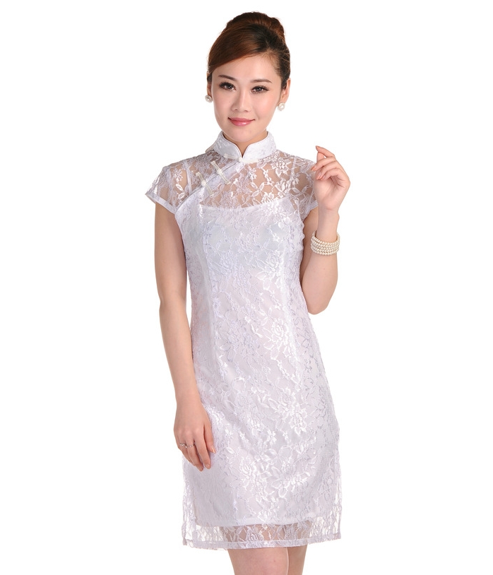 Lace Cheongsam Import DS4172 White