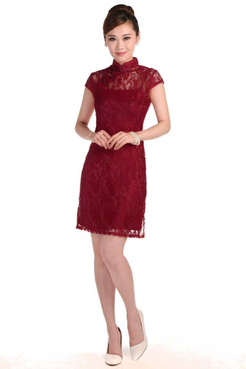 Lace Cheongsam Import DS4173 Maroon