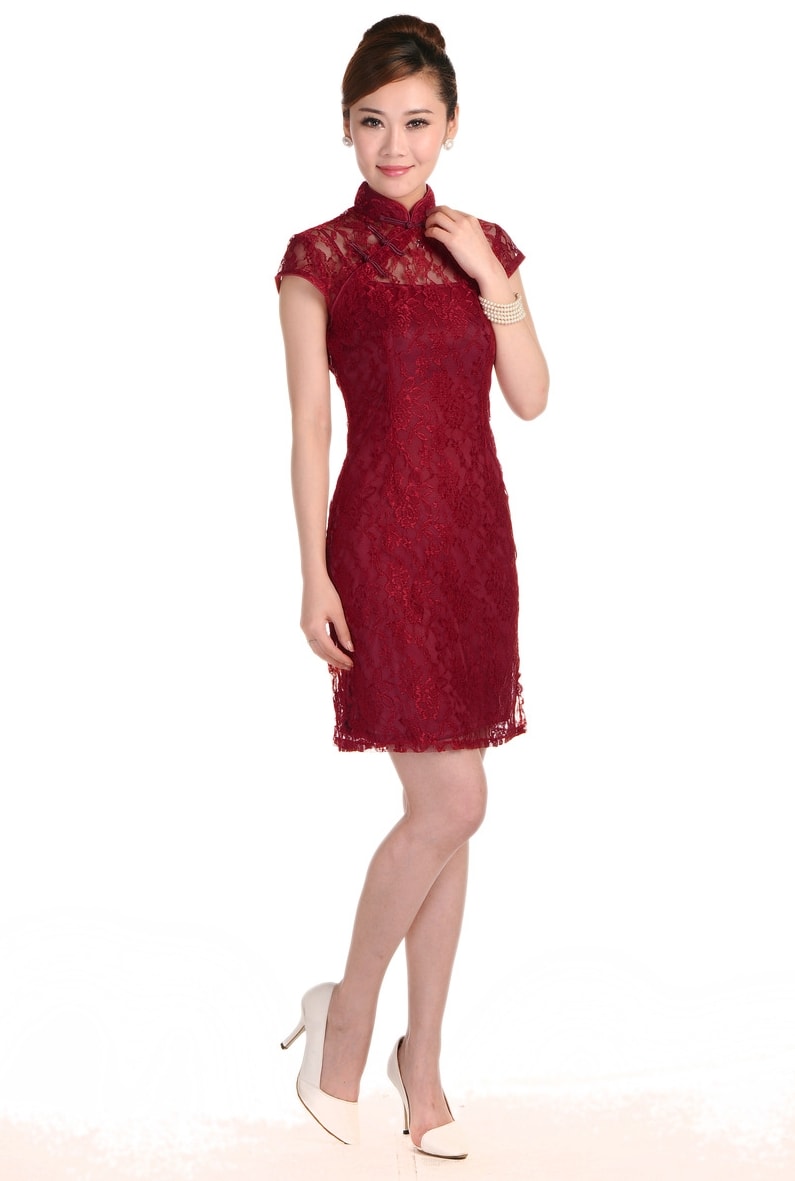 Lace Cheongsam Import DS4173 Maroon