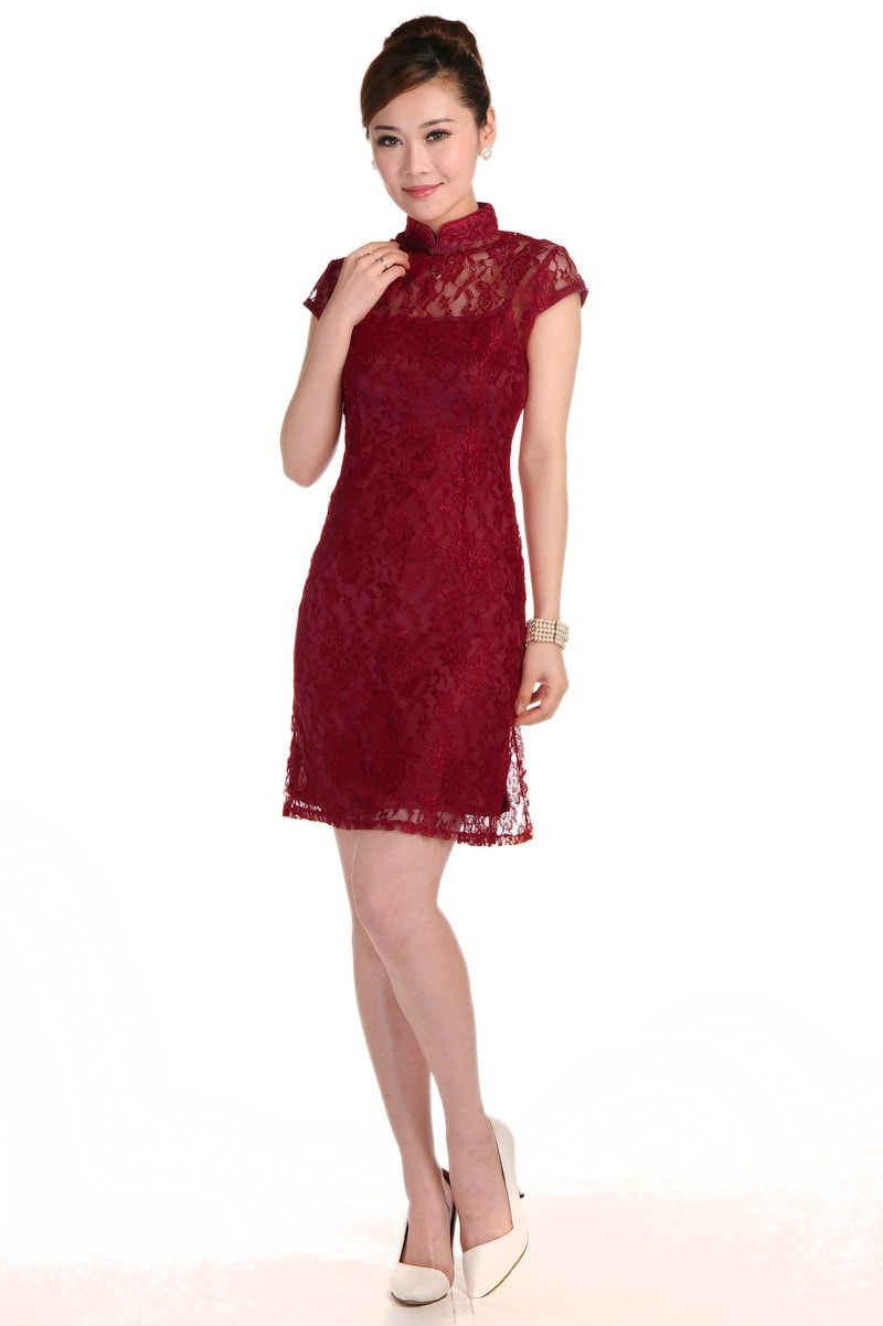 Lace Cheongsam Import DS4173 Maroon