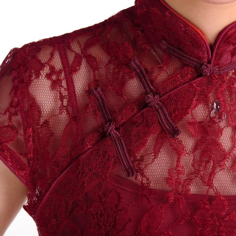 Lace Cheongsam Import DS4173 Maroon