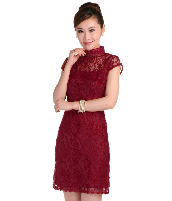 Lace Cheongsam Import DS4173 Maroon