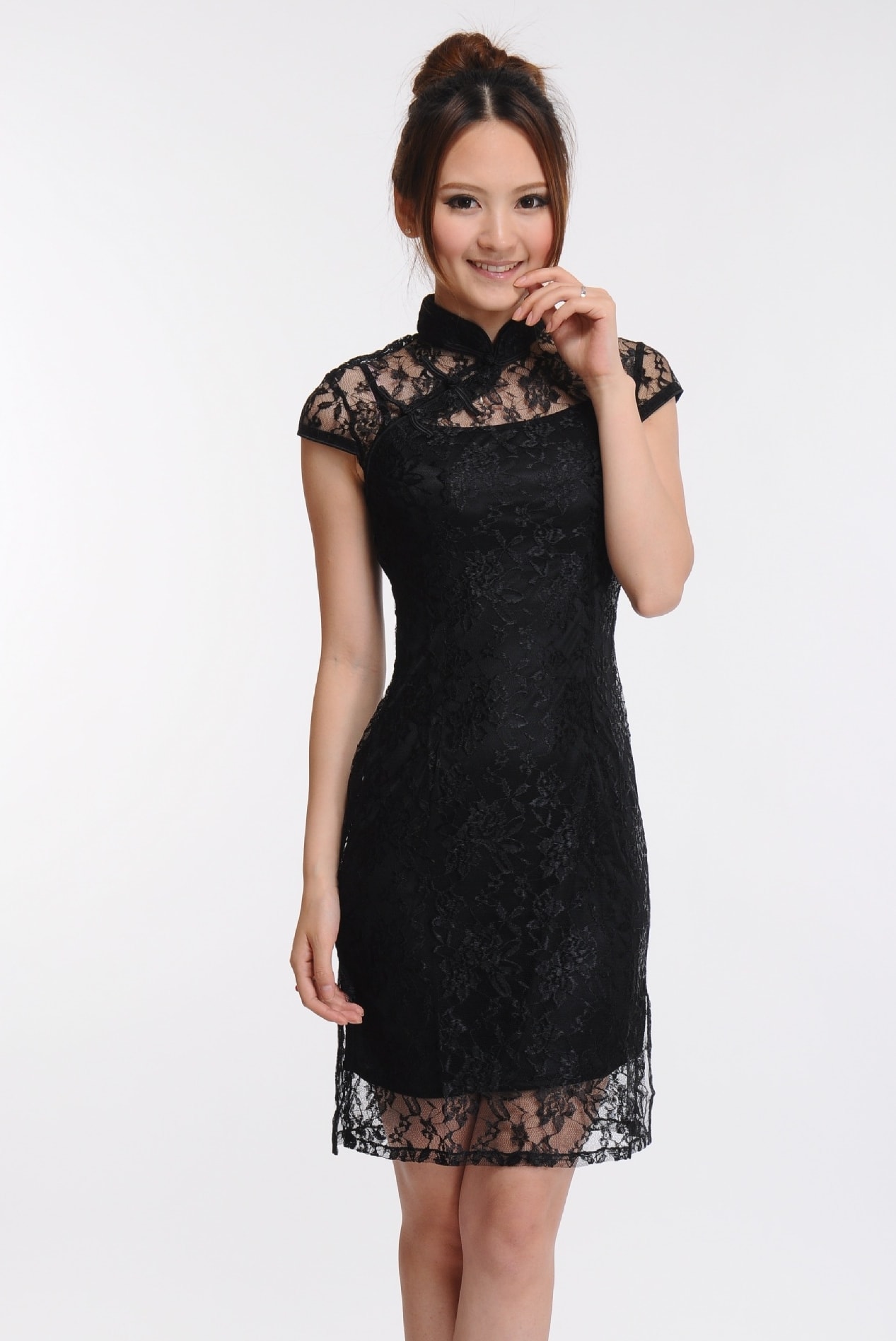 Lace Cheongsam Dress DS4174 Black