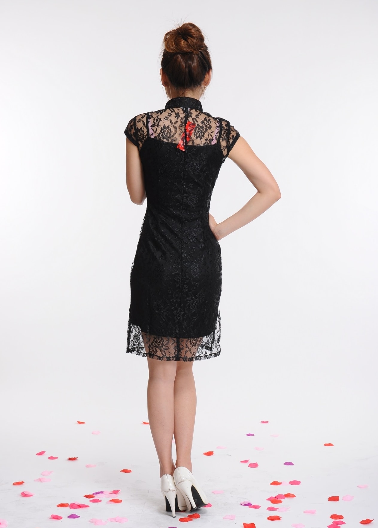 Lace Cheongsam Dress DS4174 Black