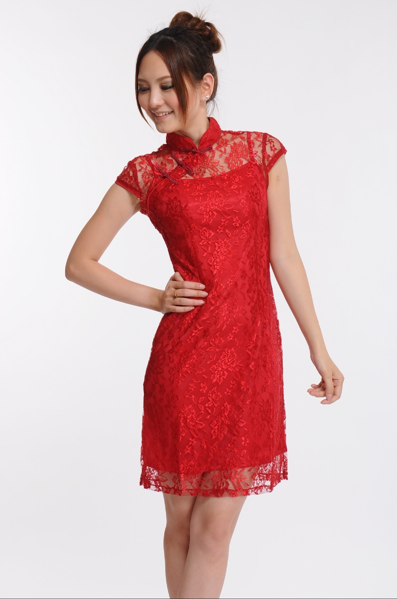 Lace Cheongsam Import DS4175 Red