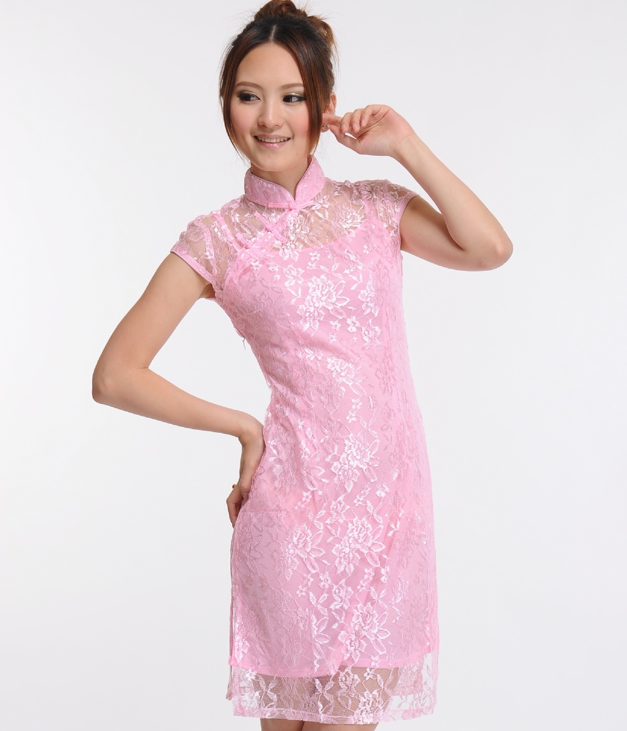 Lace Cheongsam Import DS4176 Pink