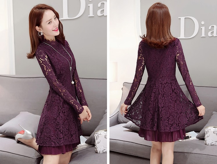 Premium Korea Lace Dress DS4177 Purple