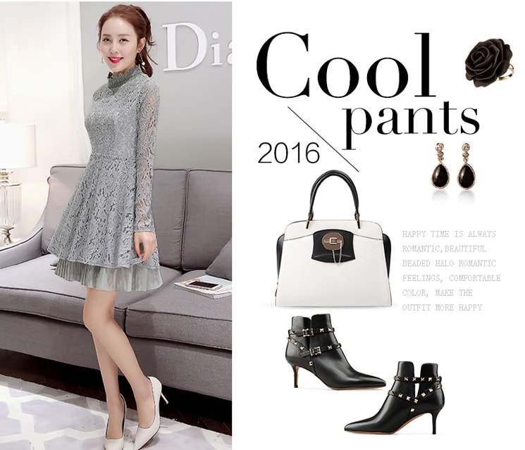 Premium Korea Lace Dress DS4179 Gray