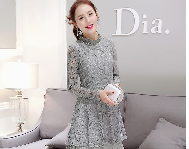 Premium Korea Lace Dress DS4179 Gray