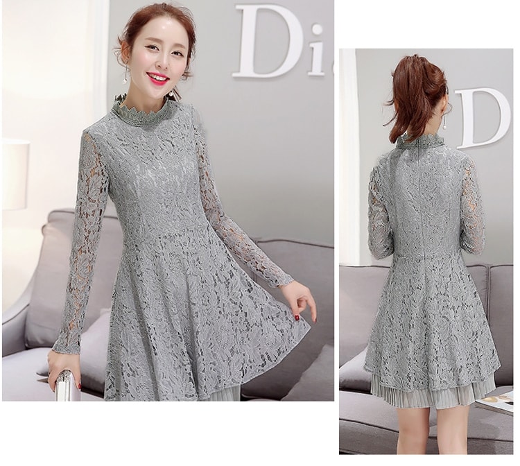 Premium Korea Lace Dress DS4179 Gray