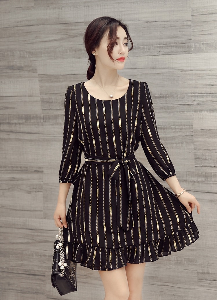 High Quality Chiffon Dress DS4181 Black