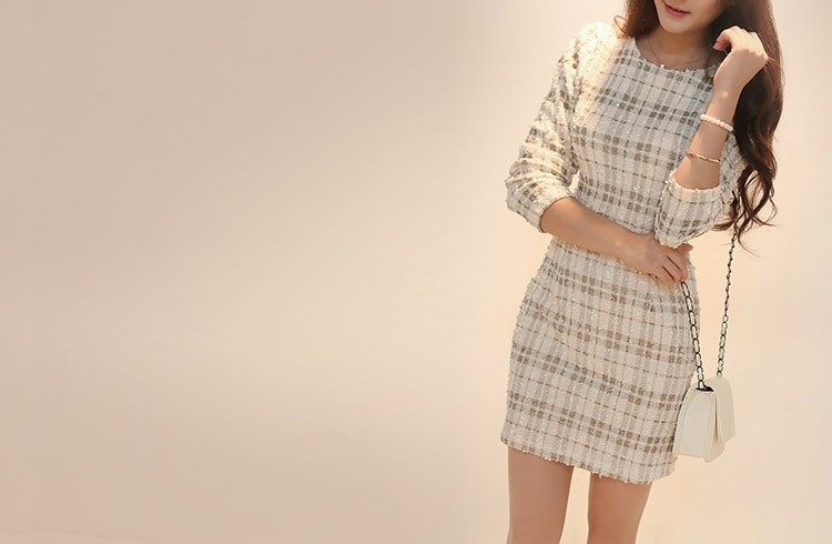 Sequined Korea Dress Import DS4185 Beige