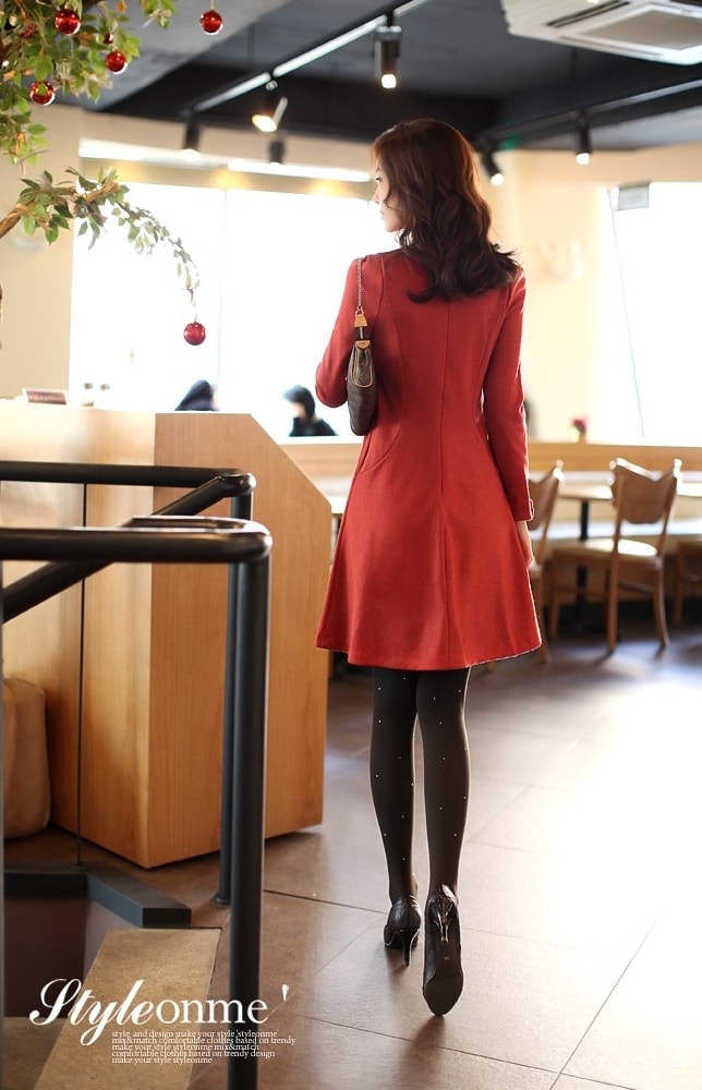 Premium korea Long Sleeve Dress DS4188 Red