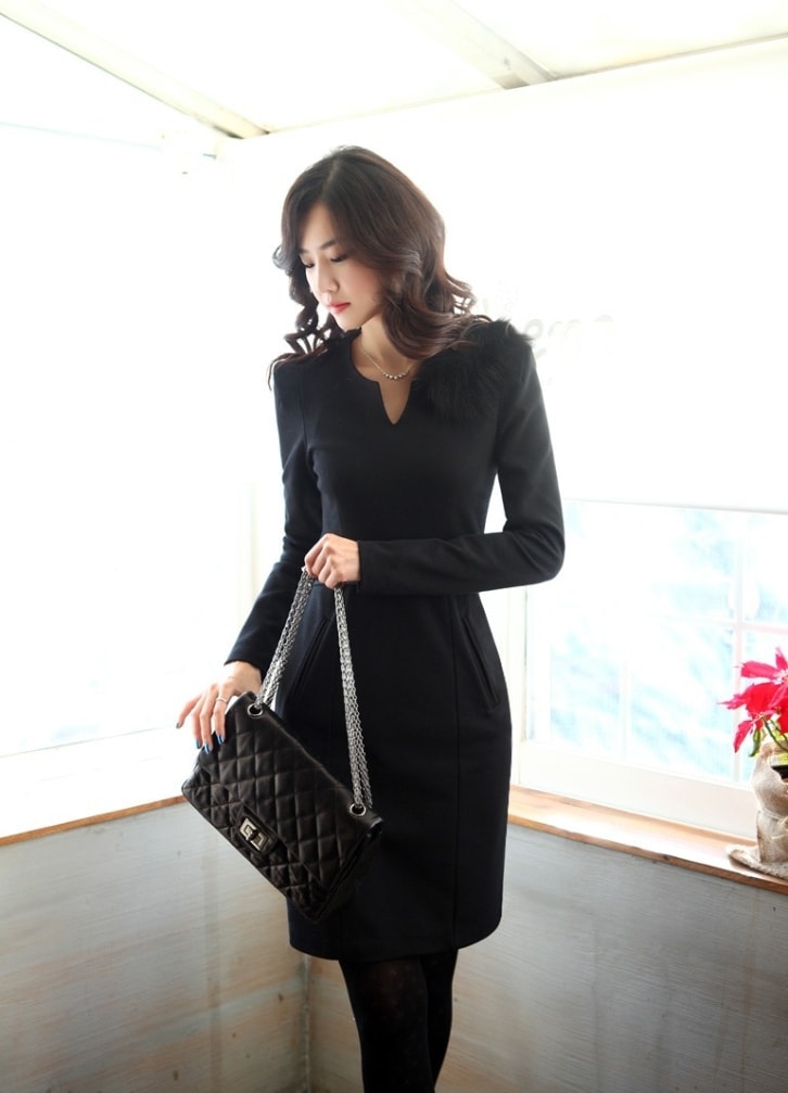 Elegant Formal Korea Dress DS4194 Black