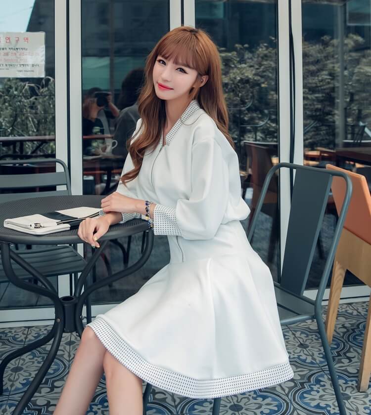 Premium Korea Casual Dress Import DS4207 White