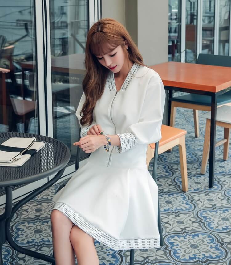 Premium Korea Casual Dress Import DS4207 White