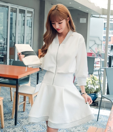 Premium Korea Casual Dress Import DS4207 White