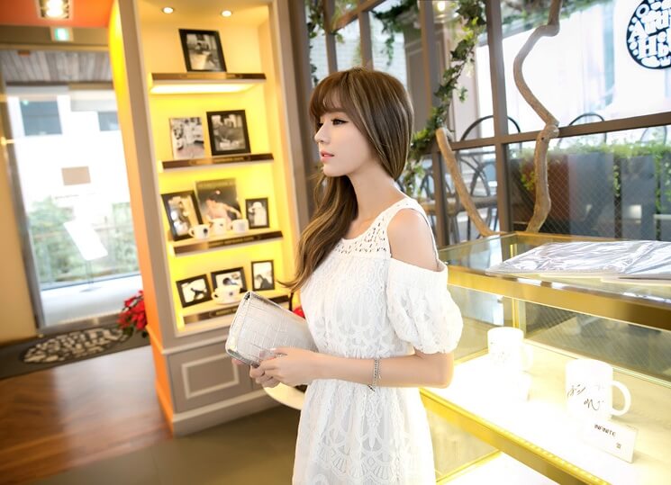 Premium Korea Long Dress DS4208 White