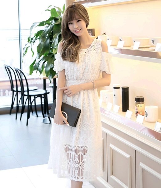 Premium Korea Long Dress DS4208 White