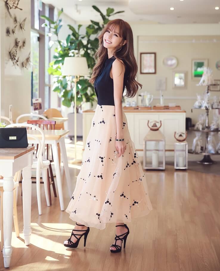 Elegant Maxi Long Dress Import DS4211 Black