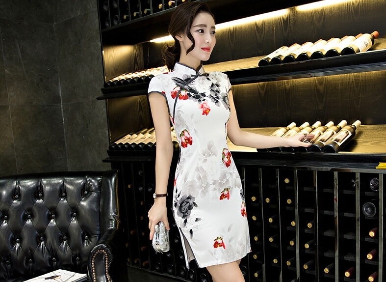 Vintage Silk Cheongsam Import DS4213 White