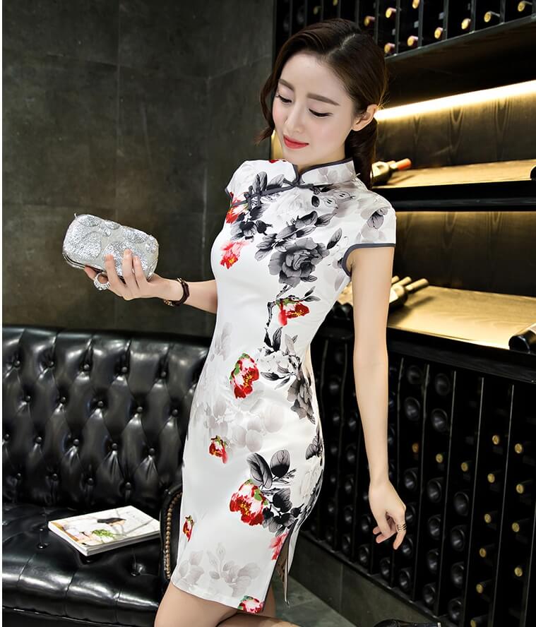 Vintage Silk Cheongsam Import DS4213 White