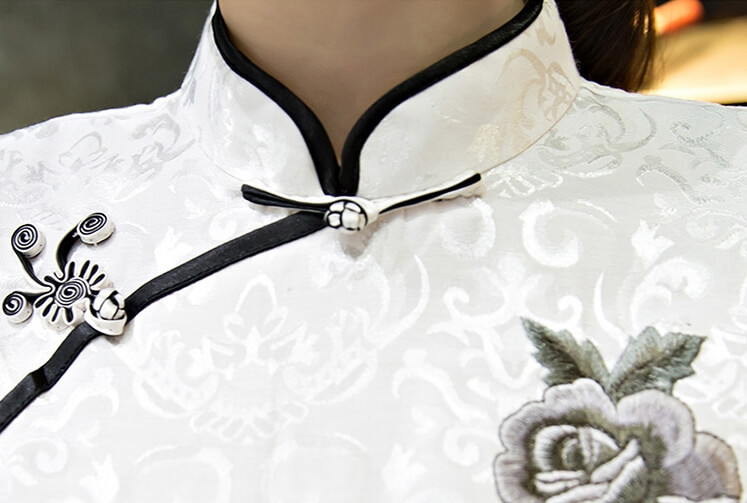 Jacquard Cheongsam Import DS4215 White