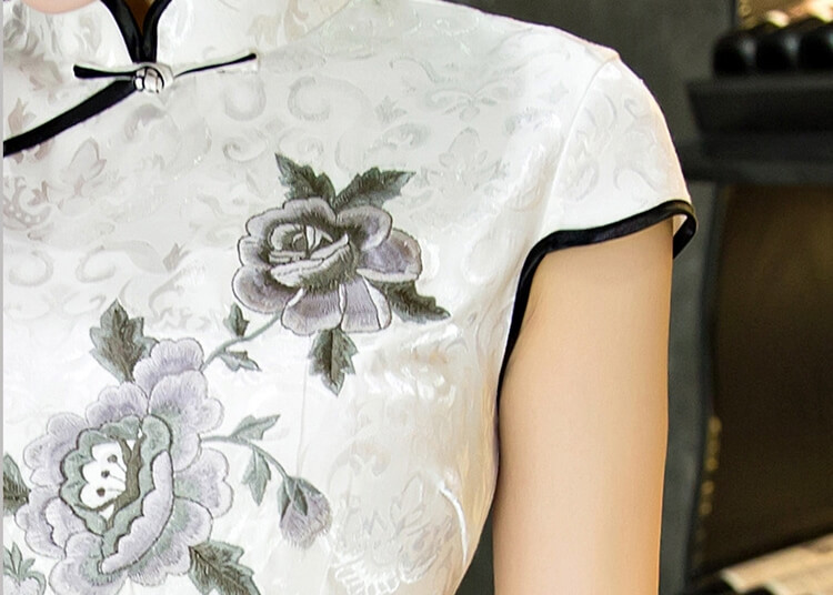 Jacquard Cheongsam Import DS4215 White