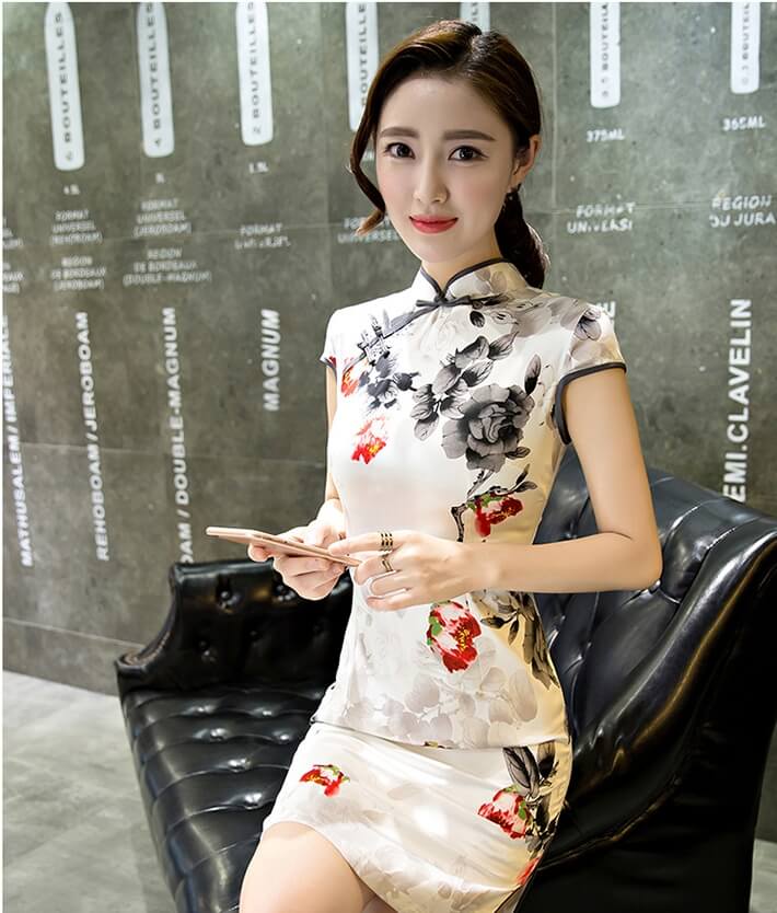 Vintage Silk Cheongsam Import DS4216 White