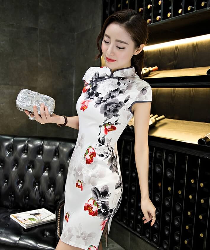 Vintage Silk Cheongsam Import DS4216 White